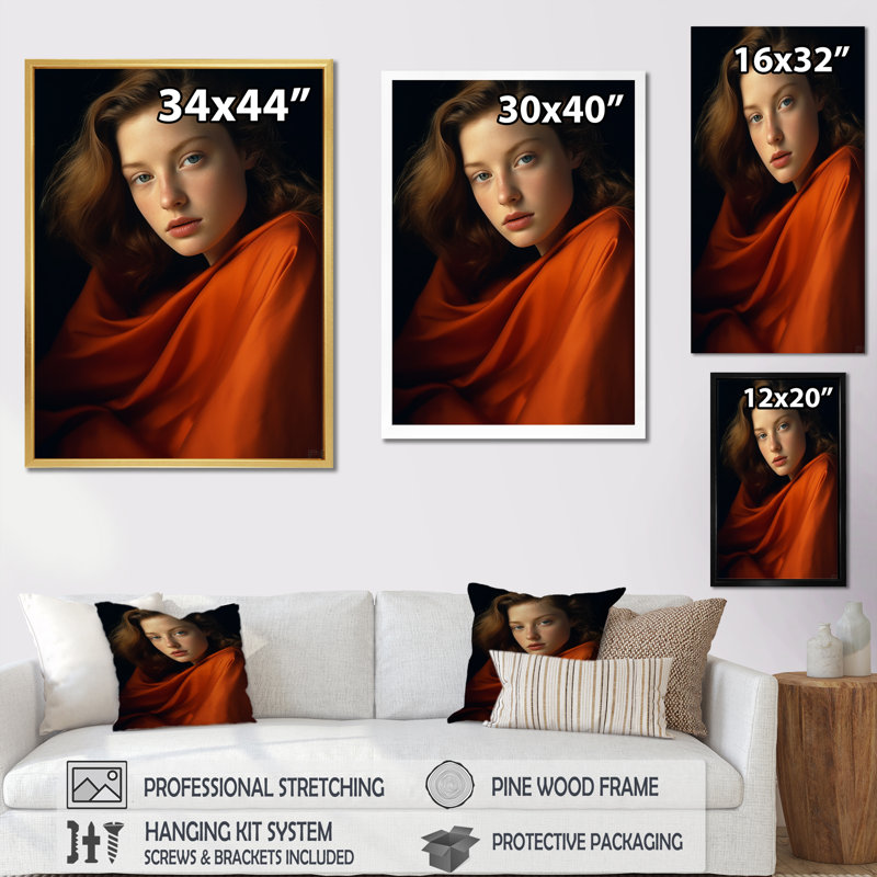 Tangerine ténacité pure femme I - impression, H 20 po x l 12 po x P 1 po, Cadre simple noir