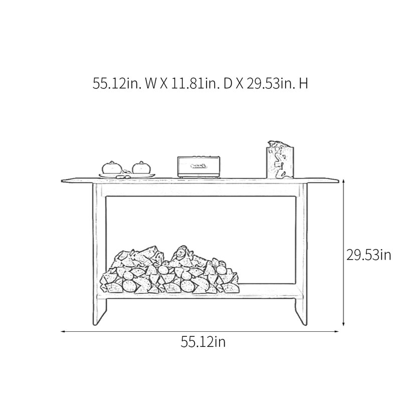 Modern Minimalist Console Table, 29.53" H x 55.12" W x 11.81" D, Black