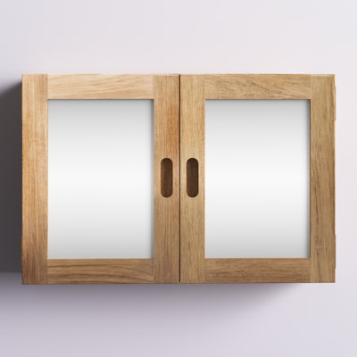 Jennifer Solid Teak Surface Mount Framed 2 Doors Medicine Cabinet with 2 Adjustable Shelves