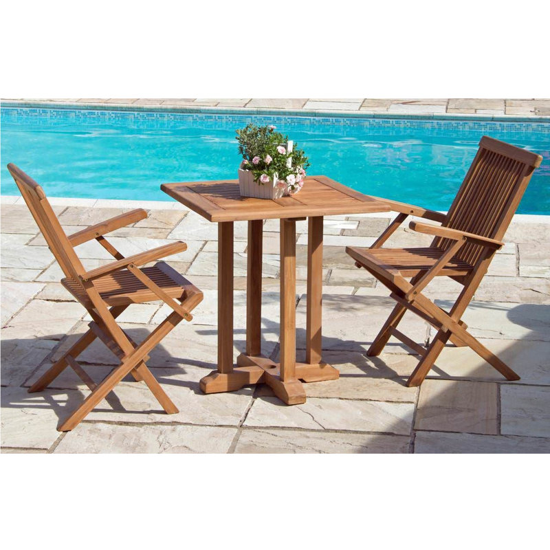 Neema 2 - Person Teak Wood Patio Dining Set with Square Table