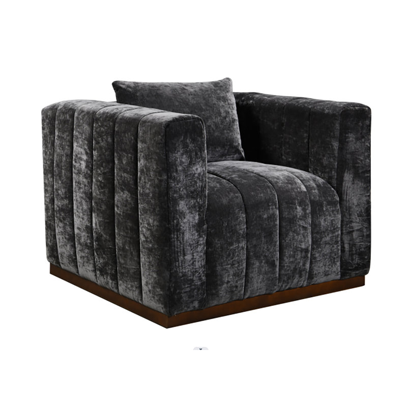 Upholstered Armchair, Prism Black Velvet