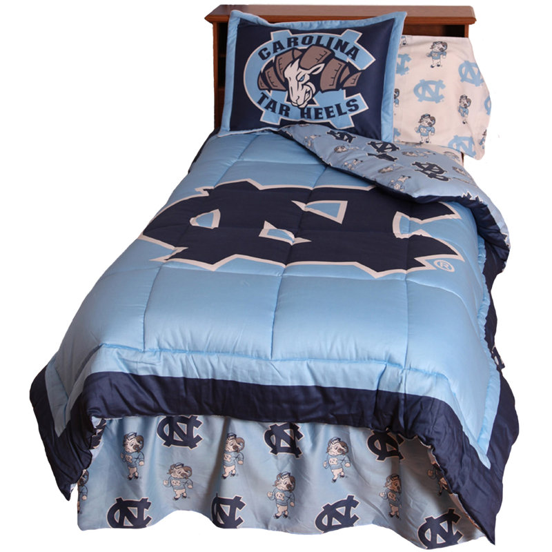 NCAA Sateen Comforter, Twin Comforter + 1 Standard Sham, North Carolina