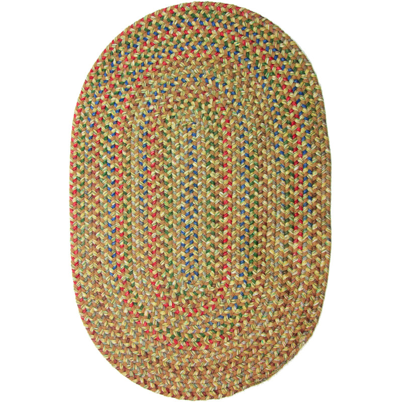 Tapis beige jaunâtre tressé Deckerville, Ovale 4 pi x 6 pi