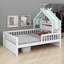 Lit en bois en forme de maison avec tablette de rangement pour tête de lit-328278640-328278643