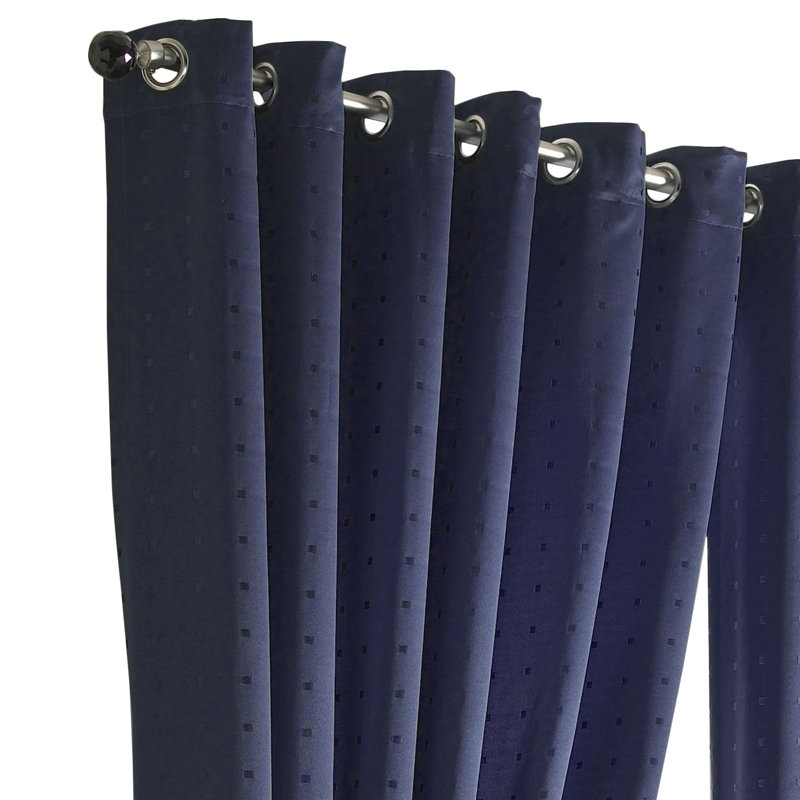 Norush Madison Eyelet Ring Top Curtains, Navy, 167 W x 137 D cm