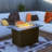 Rectangular Propane Fire Pit with Tile Tabletop 24'' H x 44'' W  – Glass Wind Guard, Protective Lid & Hideaway Tank Seat Included