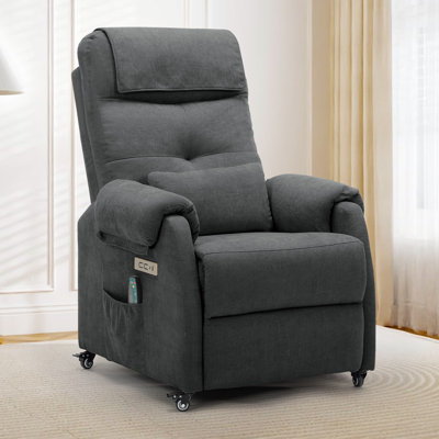 Fauteuil inclinable, fauteuil inclinable électrique avec chaleur et massage, fauteuils inclinables avec roues, fauteuil inclinable pivotant avec ports USB, poches latérales