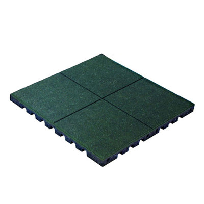 PlayFall 1.75'' Rubber Playground Tiles - Package of 5 - Green 