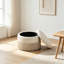 Pouf de rangement rond rembourré de 23,23 pouces avec franges-1393610041