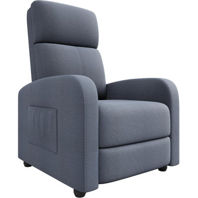 Recliner Chair for Adults, PU Leather Lazy Recliner Ergonomic Adjustable Single Sofa Enhanced with Side Pocket, Tall Back, Wide Arms & Padded Seat, Ho