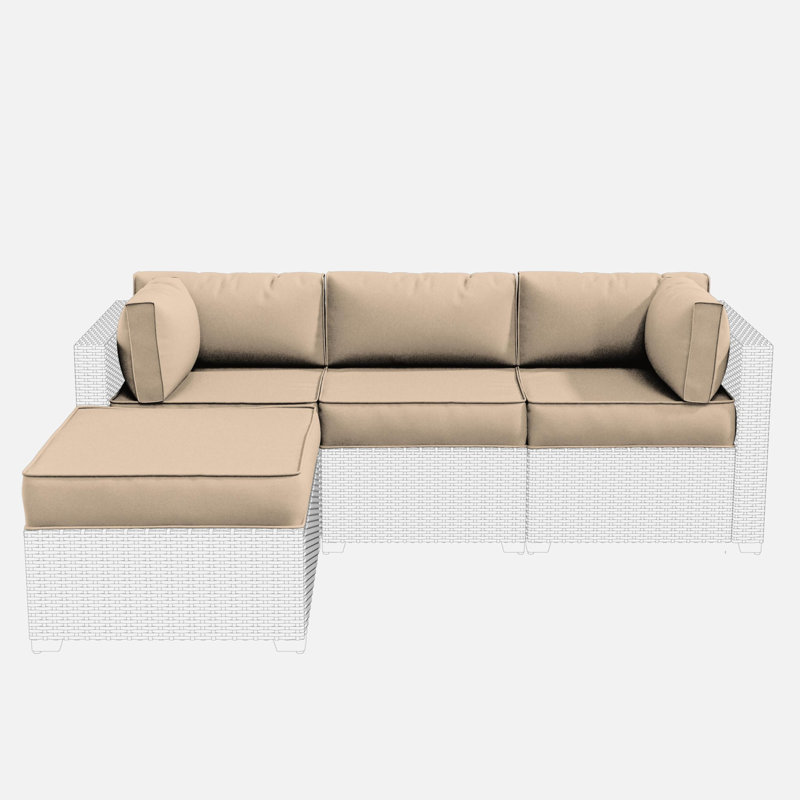 9-Piece Outdoor Replacement Cushion Set Seat/Back Cushion (Set Of 3 Seats , 5 Backs,  1 Footrest), Sand