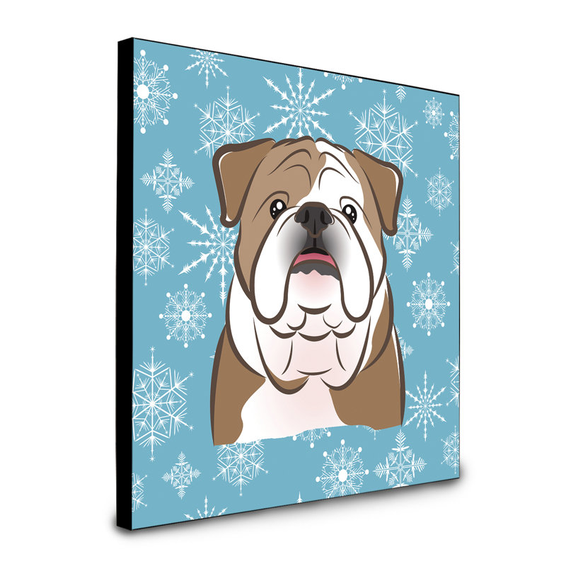 Panneau mural d’art flocon de neige Loula, Bouledogue anglais brun