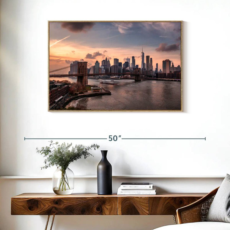 Brooklyn Dusk, Cadre flottant en bois naturel, 37 po x 25 po