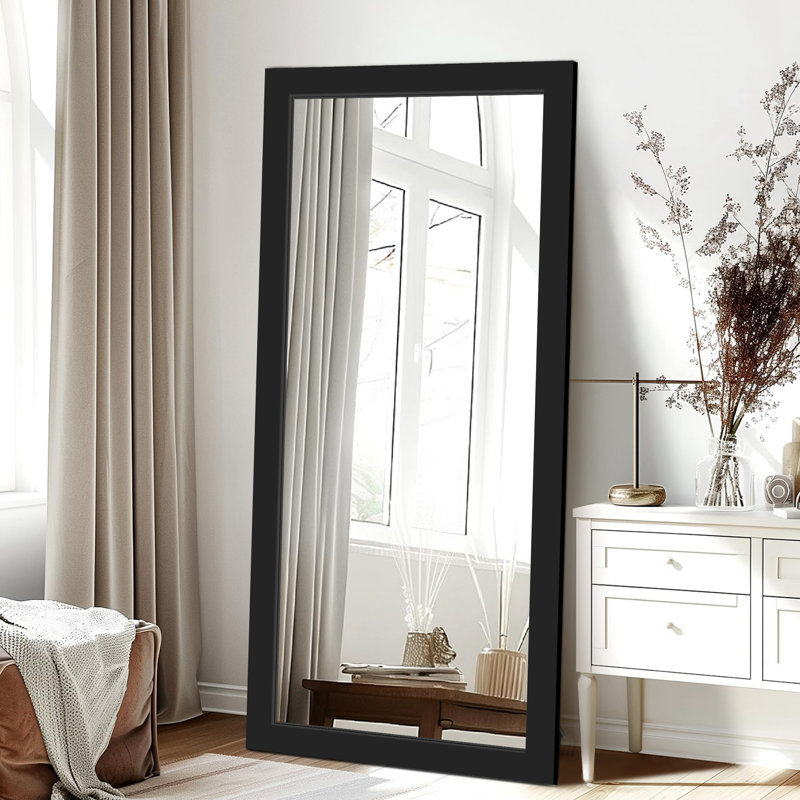 Wood Rectangle Mirror, Black, 71" x 32"