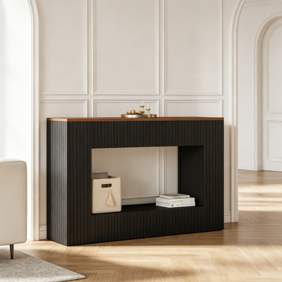 Modern Console Table with Storage, Narrow Wood Entryway Table, Fluted Sofa Table Behind Couch for Living Room, Foyer, Hallway