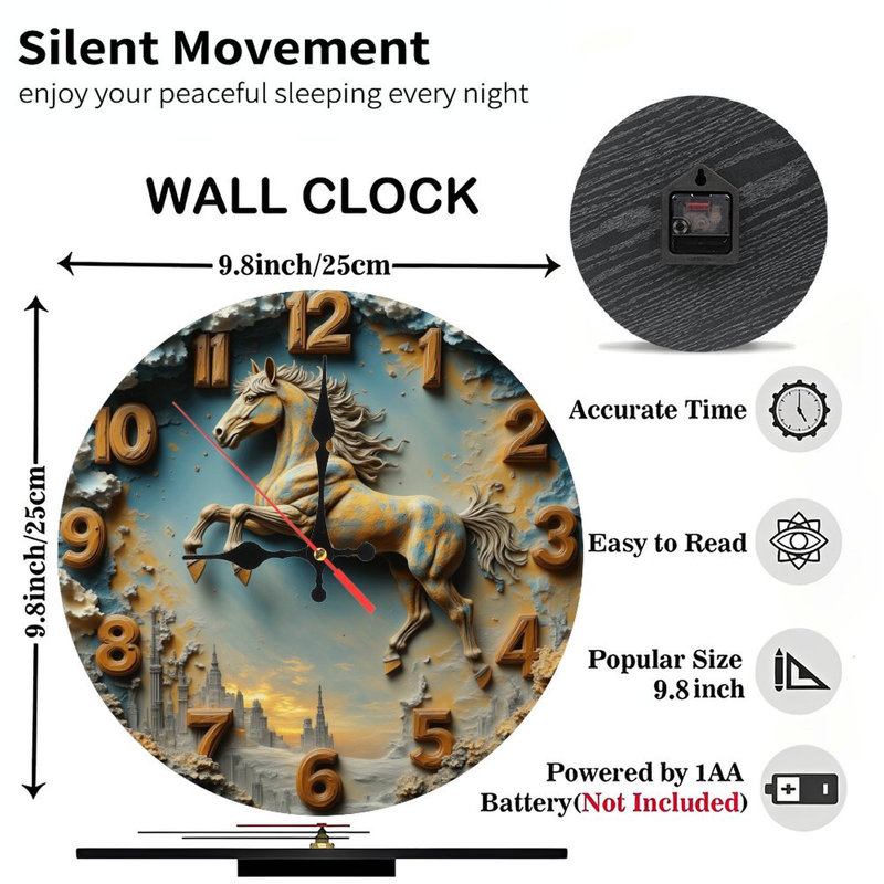 Horloge murale cheval
