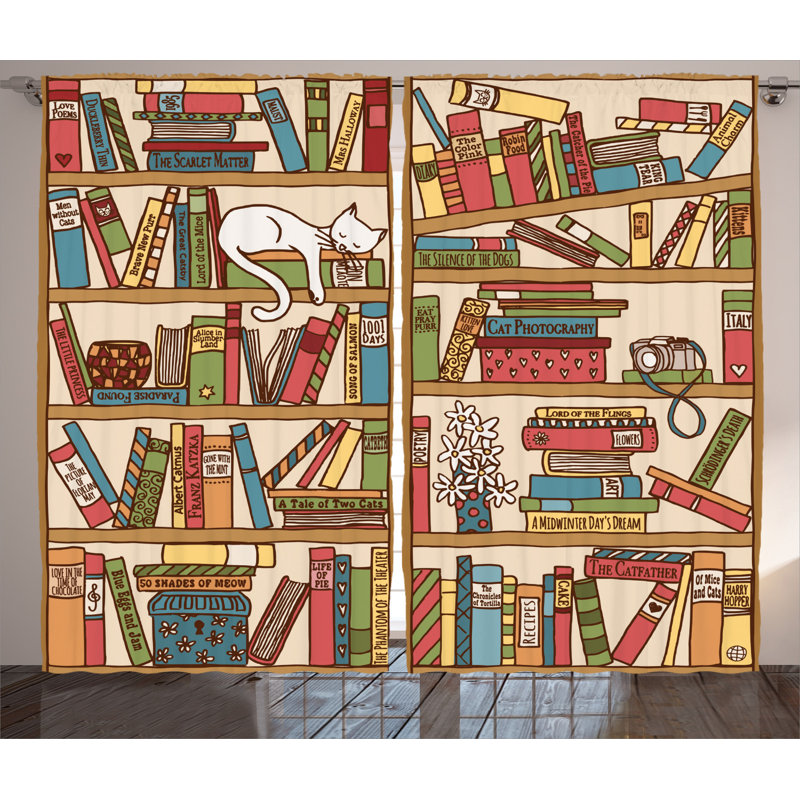 Cat Semi-Sheer Rod Pocket Curtain Panels, 54" x 96"