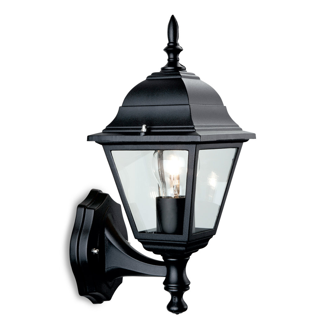 4 Panel Matte Black 36cm H Outdoor Wall Lantern