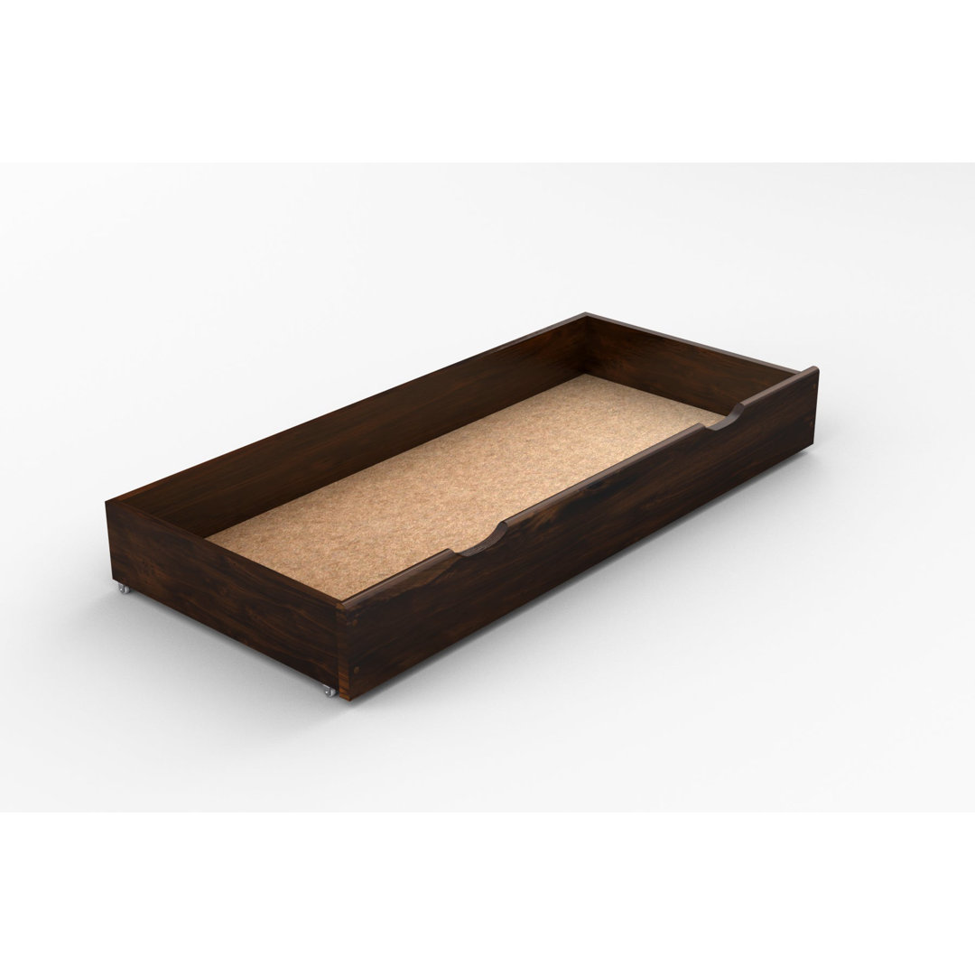 Nodax Premium Underbed Solid Wooden Drawer With Pull/Push Grooves And Castors For Easy Underbed Storage