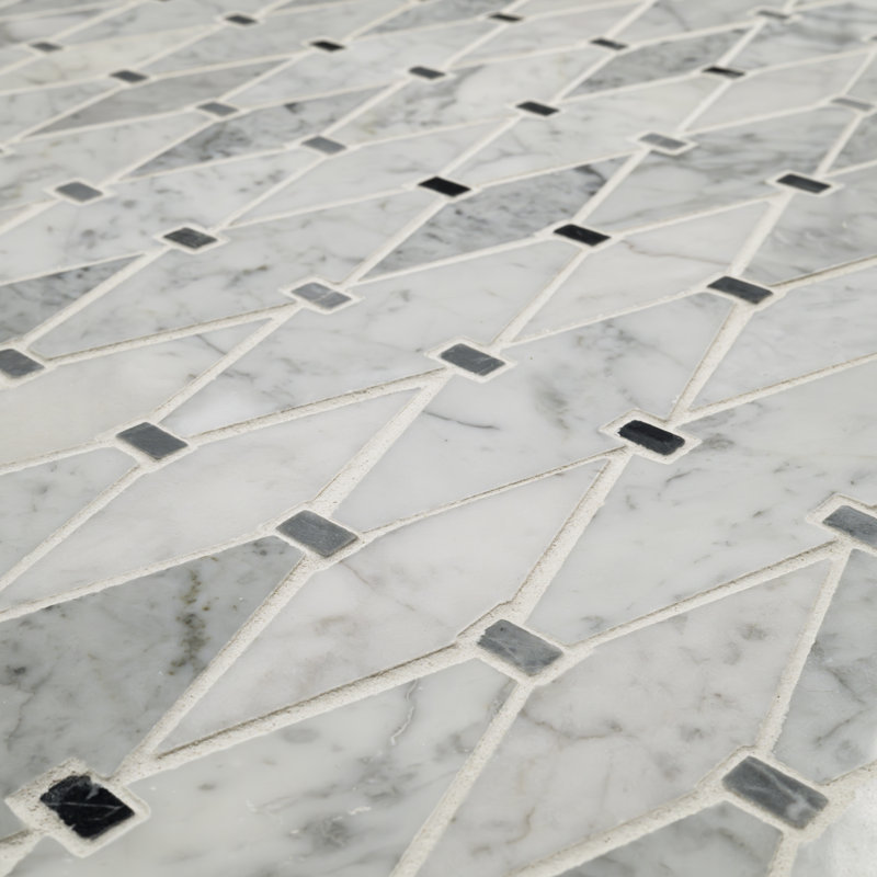 Carrelage mural et mosaïque en marbre poli géométrique 11 po x 12 po Marbella