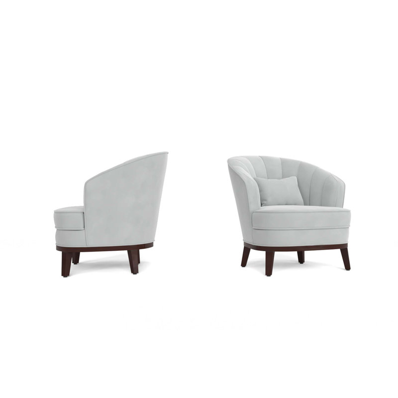 Fauteuil d'appoint rembourré Ava, Gris clair