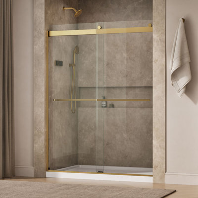 Levity Plus Less Sliding Shower Door, 77-9/16 In. H X 56-5/8 - 59-5/8 In. W, With 5/16 In.-Thick Crystal Clear Glass