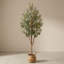 Arbre à olives artificiel de 71 po de hauteur, 6 pi, olivier artificiel réaliste avec des feuilles denses et un tronc naturel, arbre de sol en pot sans entretien pour la décoration de coin de bureau à domicile-407354929