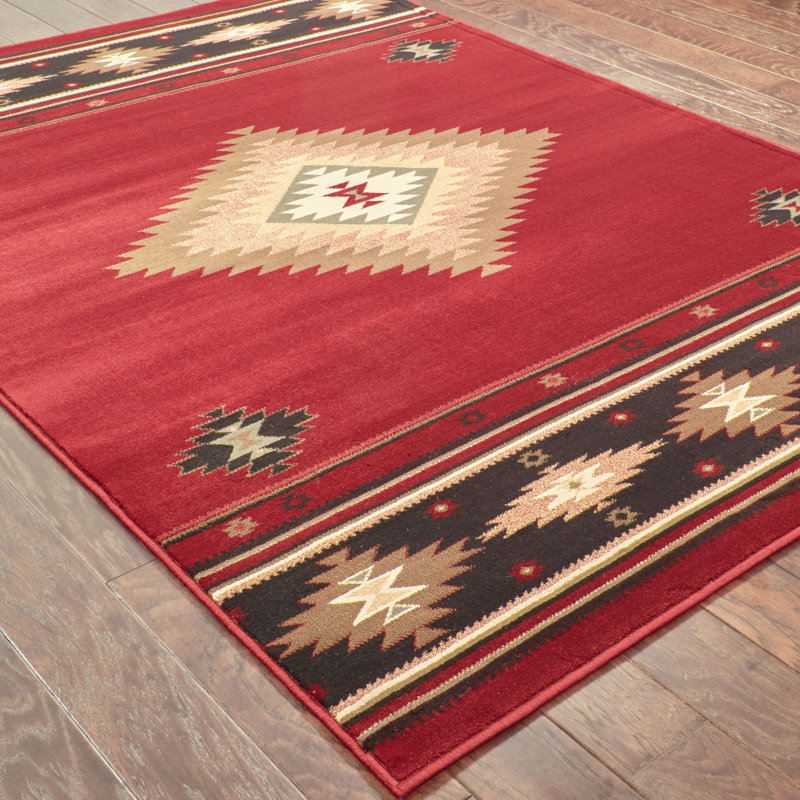 Tapis rouge / vert Appomattox Southwestern, Rectangle 3 pi 10 po x 5 pi 5 po
