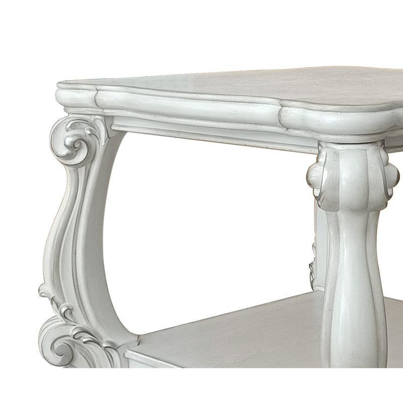 Bone White End Table With Bottom Shelf