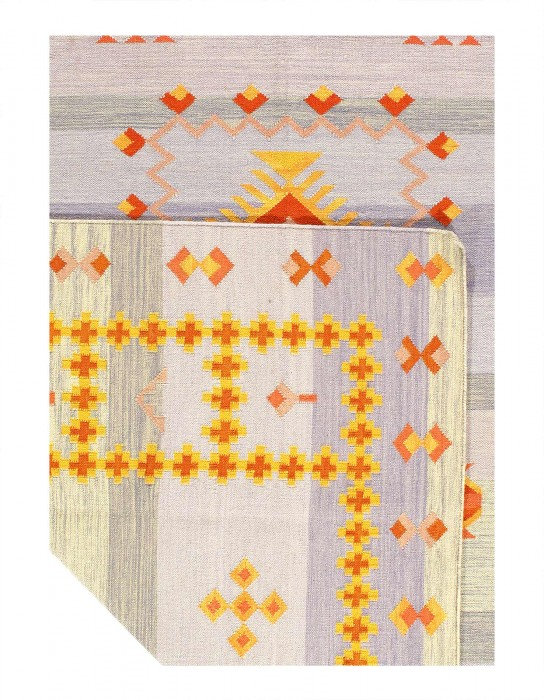Tapis unique à tissage plat rectangulaire moyen 10 pi x 8 pi Desirrae - bleu clair