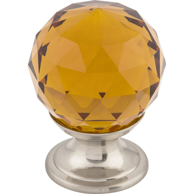 Wine Crystal 1 1/8" Diameter Round Knob, Wine, Brushed Satin Nickel