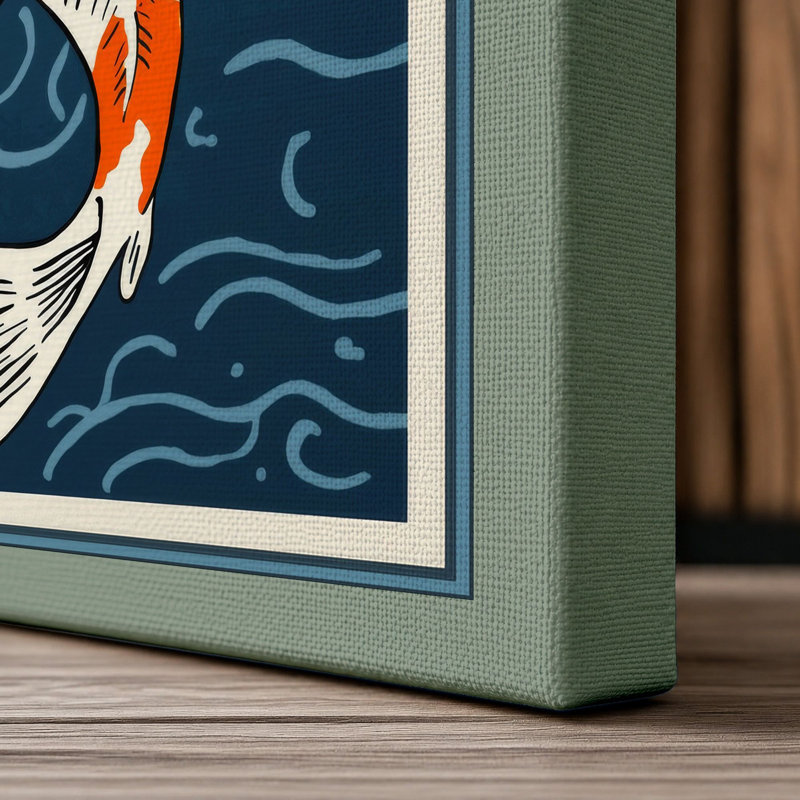 Dancing Koi Japandi - Wrapped Canvas, 18x12 - 45.7 x 30.5 cm, Sage Border