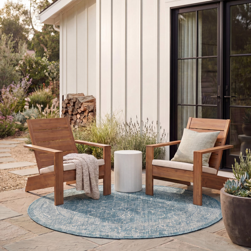 Cherene Performance Floral Indoor/Outdoor Area Rug, Round 5'3"