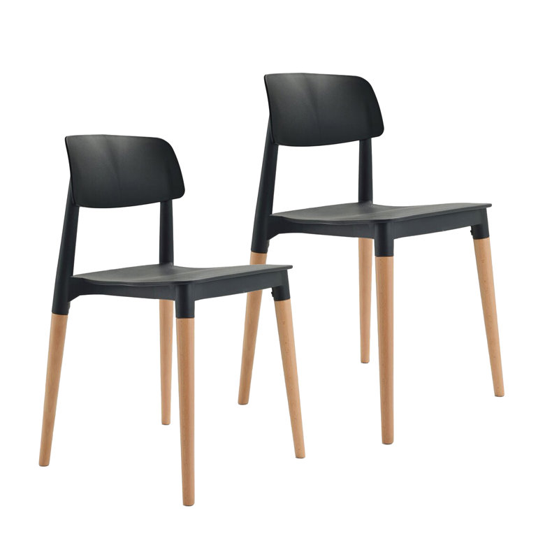 17.72'' H Beech Stacking Side Chair, Black