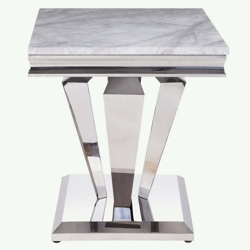 Light Grey And Silver End Table