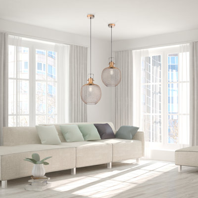 Lampe suspendue en maille de laiton fabriquée à la main de 13,5 po de largeur - 17 étages