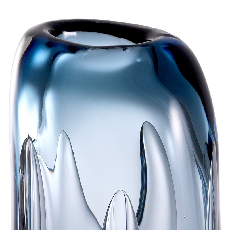 Lerita Handmade Glass Table Vase, Blue, 12" H x 6" W x 4" D
