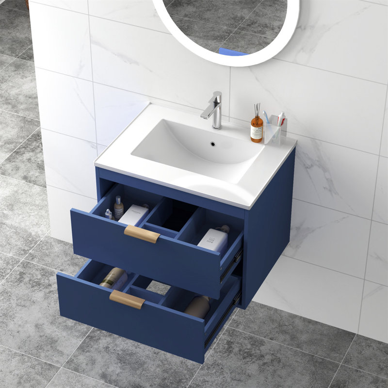 Kenneisha 24 " W Single Vanity Bathroom Vanity With Ceramic Top