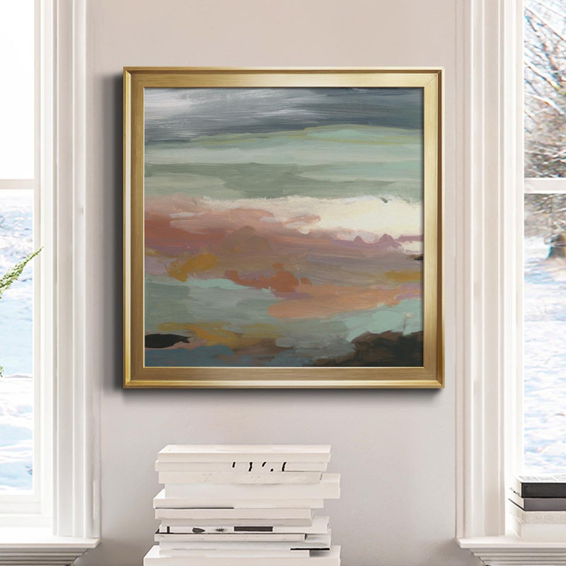 Océan bluff - peinture sur toile encadrée, Toile dorée, H 34,5 po x l 34,5 po x P 1,5 po
