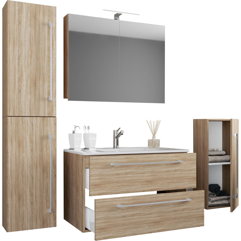 Anikin Bathroom Furniture Suite, Brown