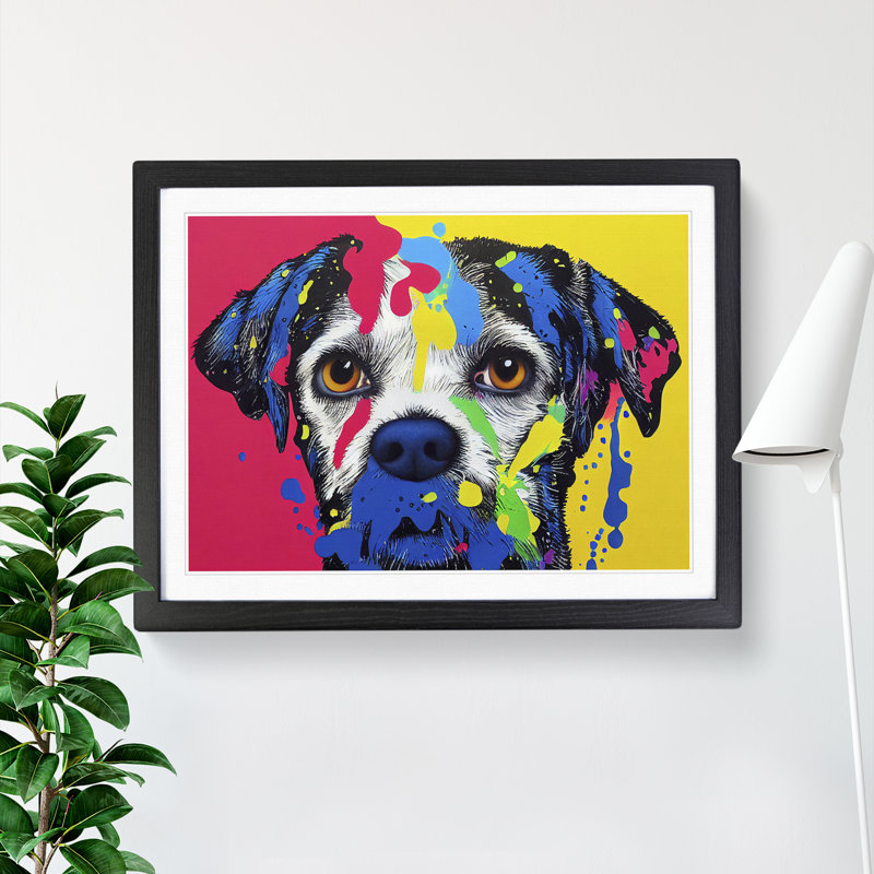 Colourful Dog Vol.4 Abstract - Single Picture Frame Print, 46cm H x 64cm W x 2cm D, Black