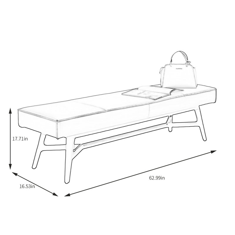 Misal Faux Leather Upholstered Bench, 17.71" H x 62.99" W x 16.53" D