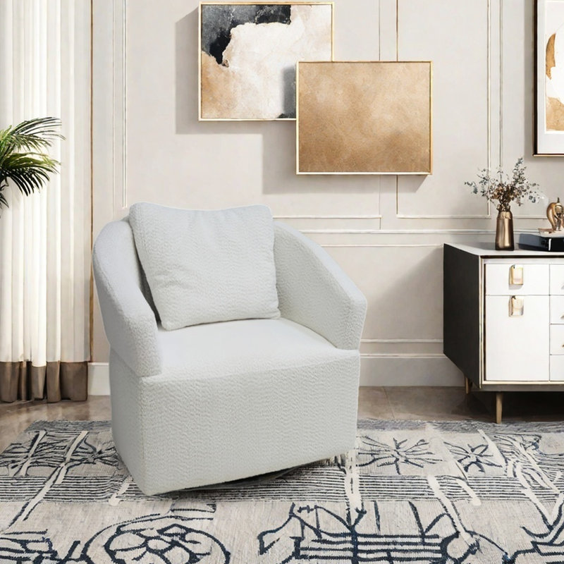 Fauteuil d'appoint moderne avec rotation à 360 °, velours beige pour un pivot intérieur élégant, expérience assise