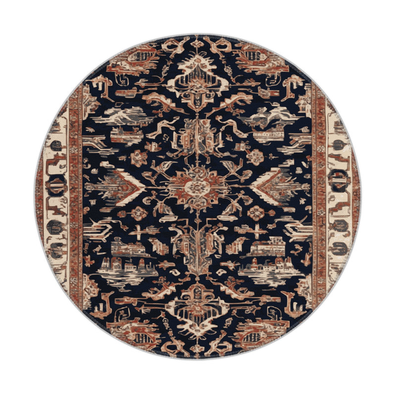 Turkish Brown Indoor and Outdoor Area Rug, Round 5'