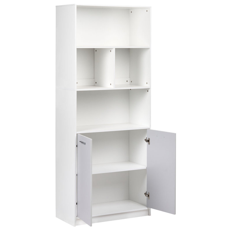 Almaguer 197cm H x 80cm W Particle Board Bookcase, Grey/White