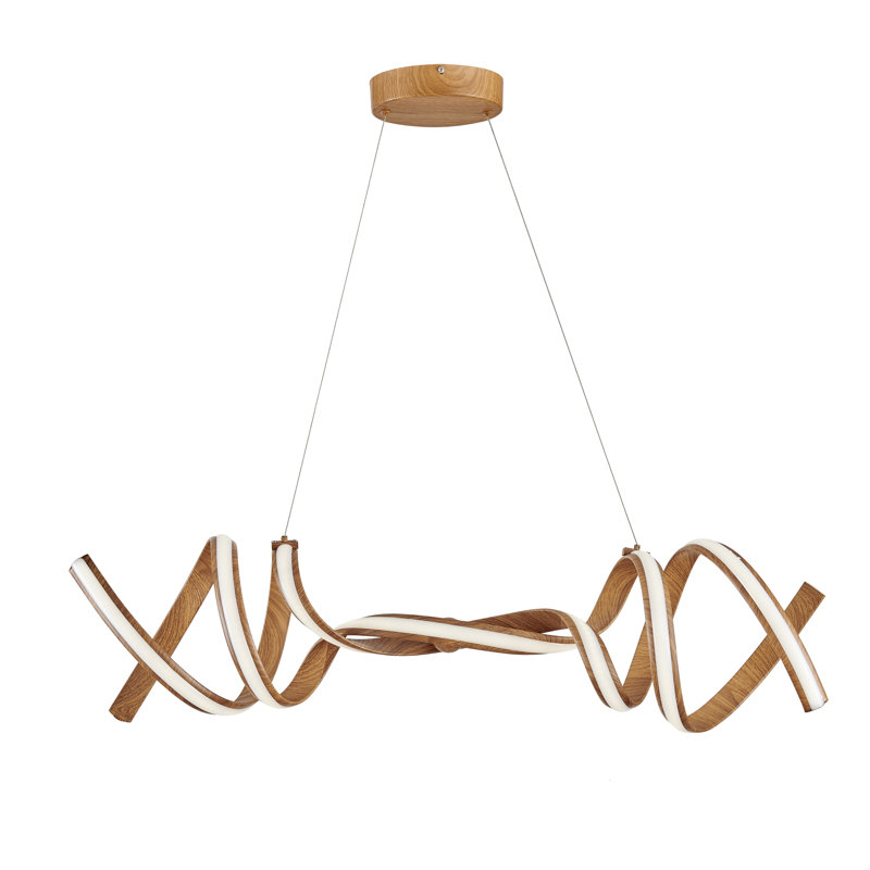 Lourde 2 - Light Dimmable LED Geometric Chandelier, Wood