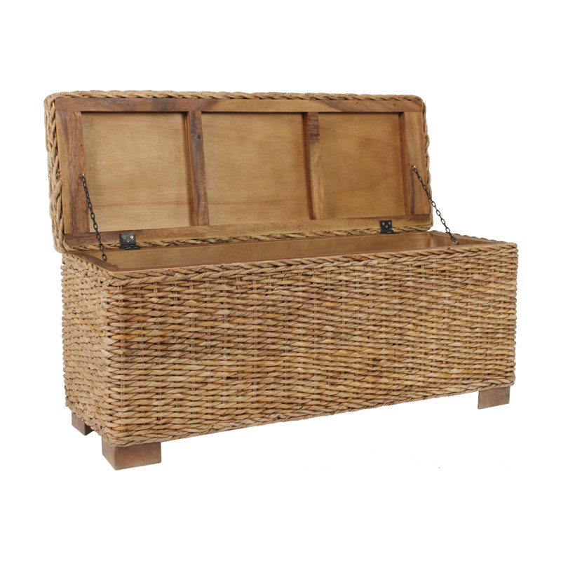 Castiel Abaca Flip Top Storage Bench, Tan