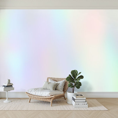 Wall Mural Peel and Stick Wallpaper Holographic foil Rainbow Iridescent Neon gradient effect Metal Soft Self-Adhesive Removable Contact Paper Wall Decor for Living Room Bedroom 100"H x 144"W