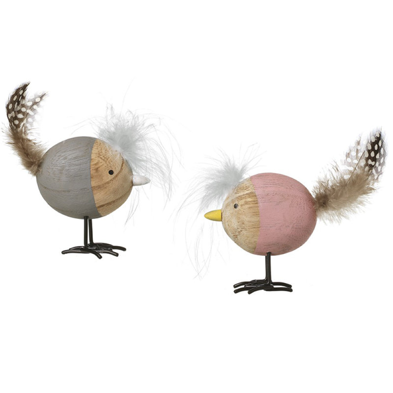 Fluffy Wooden Birds Mix 2
