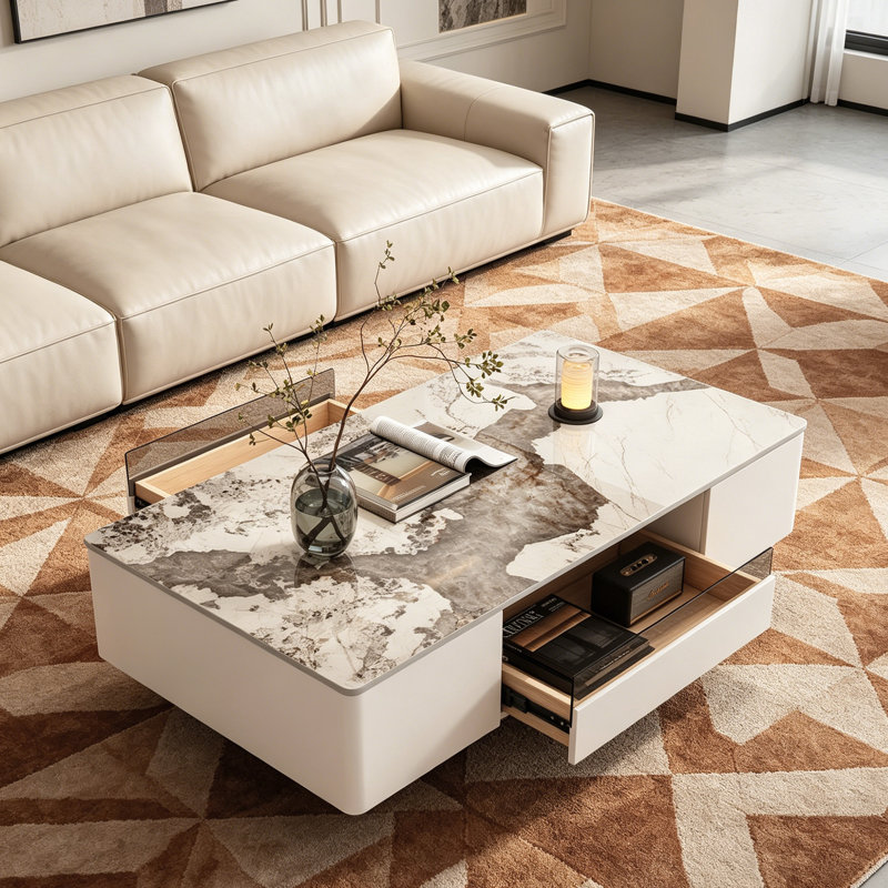 Table basse rectangulaire double ardoise, 16.92" H x 47.24" W x 23.62" D